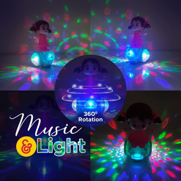 360 Degree Rotating Musical Dancing Girl with 5D Light & Musical Sound Multicolor - Image 4