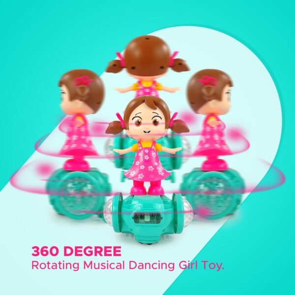 360 Degree Rotating Musical Dancing Girl with 5D Light & Musical Sound Multicolor - Image 2