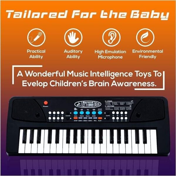 37 Keys Piano Keyboard Toy with Microphone, USB Power Cable & Sound Recording Function Analog Portable Keyboard - Image 4